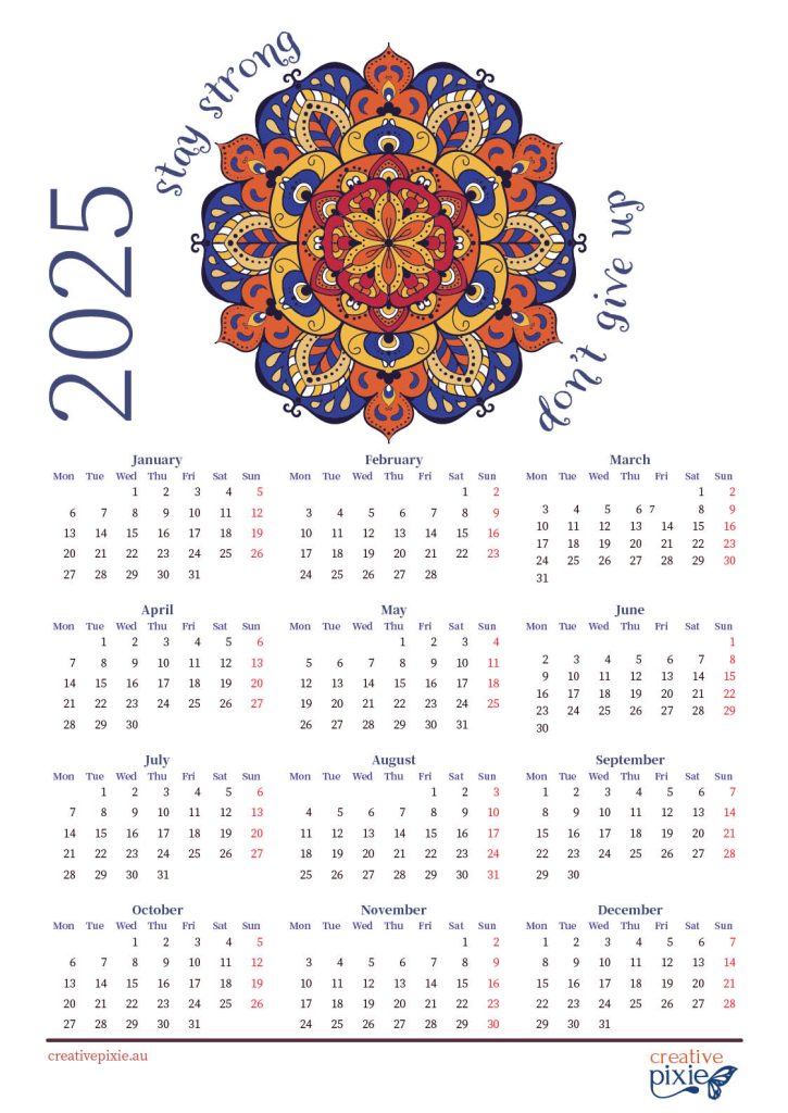 2025 calendar blue-orange