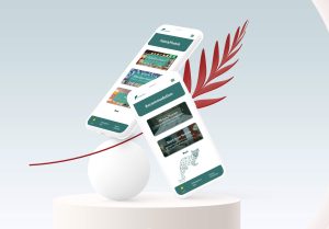 Collection of user research, wireframes, interface designs, and prototype screens for a tourism mobile application project.